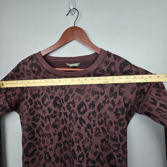 PEYTON JENSEN Leopard‎ Print Fleece Lined Sweater Brown Black Womens Size S - Picture 6 of 9